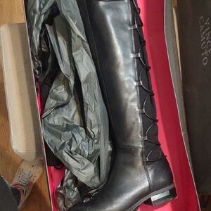 Vince Camuto Black Over-the-Knee Lace-Up Boots